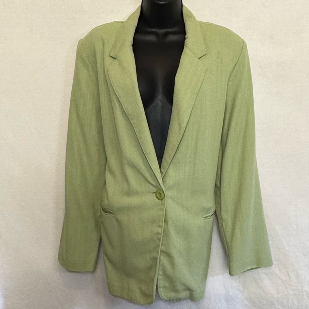 B-2 Courtenay PLUS SIZE 18W Green Linen Blend Blazer Suit‎ Jacket